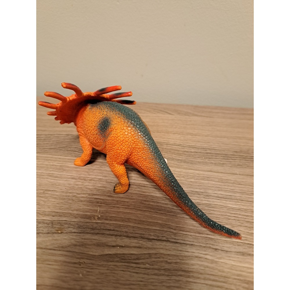 Vintage Protoceratops Dinosaur Orange Blue Eyes Toy Figure Collectible - Picture 3 of 5